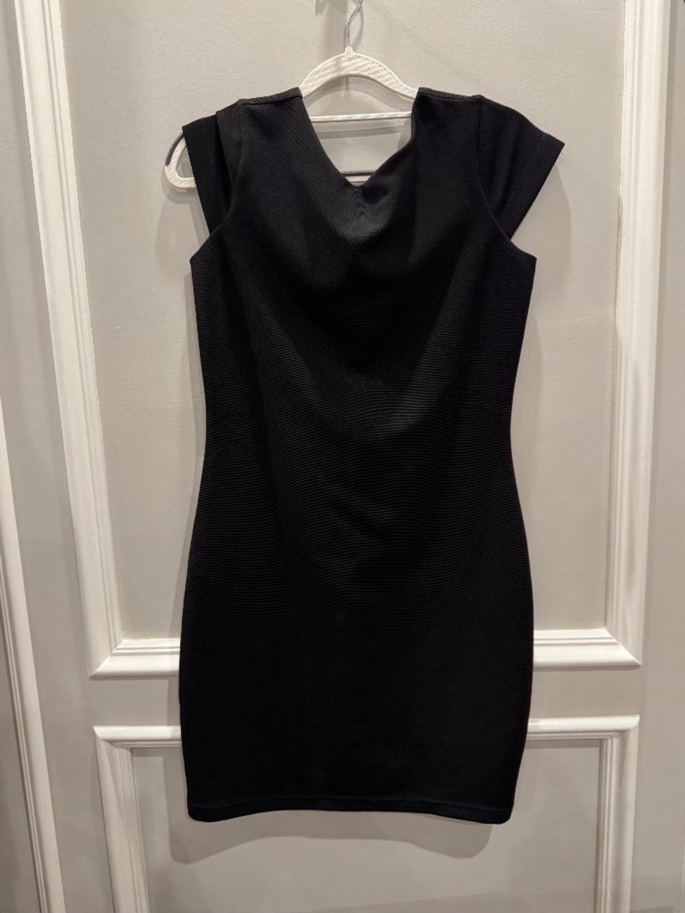 Armani Exchange Black Cowl Neck Ribbed Bodycon Dress S